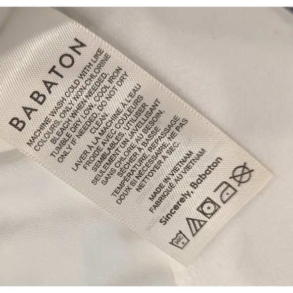 Babaton White Cropped Long Sleeve Square Neck Athletic Top Size Small - Picture 6 of 7
